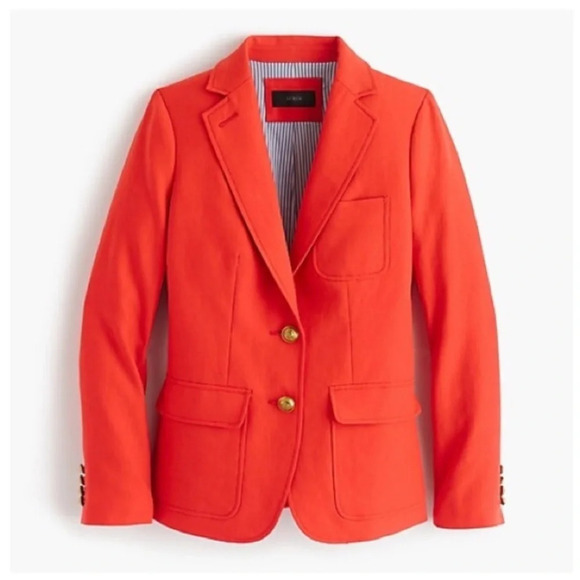 J. Crew Rhodes Linen Blazer Jacket Red Orange Gold Buttons Size 00 - Picture 1 of 6